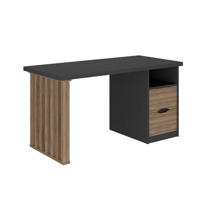 Mesa Escrivaninha Florence 2 Gavetas Nogal/Preto - Artany Móveis
