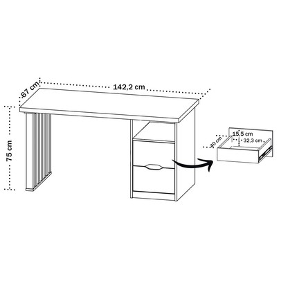Mesa Escrivaninha Florence 2 Gavetas Nogal/Preto - Artany Móveis