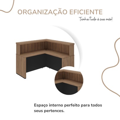 Mesa Tamburato Atendimento Nogal/Preto - Artany Móveis