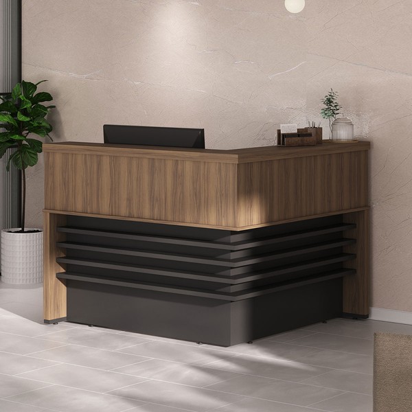 Mesa Tamburato Atendimento Nogal/Preto - Artany Móveis