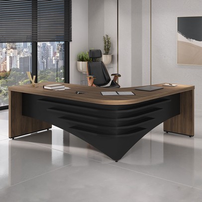 Mesa para Escritório Diretor Nogal/Preto 6129 - Artany Móveis