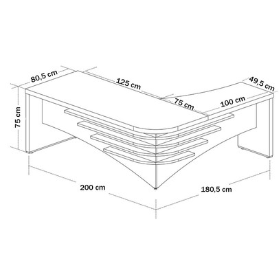 Mesa para Escritório Diretor Nogal/Preto 6129 - Artany Móveis