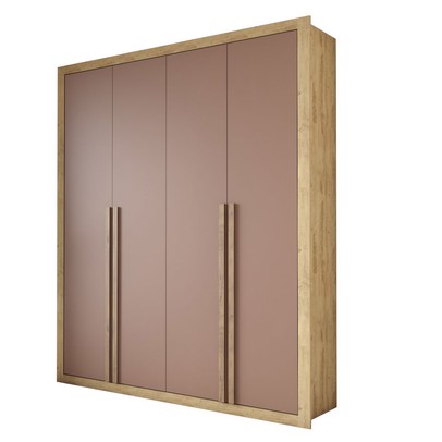 Guarda-Roupa Solteiro Severo 4 Portas 3 Gavetas Capuccino/Terracota - Panorama Móveis