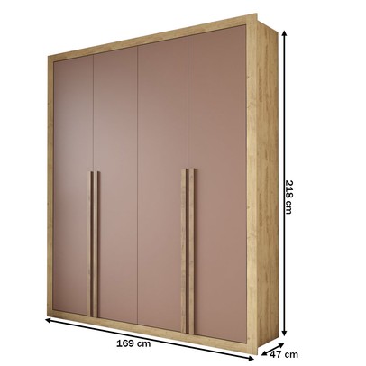 Guarda-Roupa Solteiro Severo 4 Portas 3 Gavetas Capuccino/Terracota - Panorama Móveis
