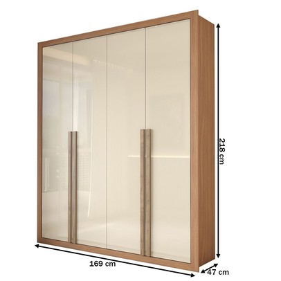 Guarda-Roupa Solteiro Severo 4 Portas 3 Gavetas Cinamomo/Off White - Panorama Móveis