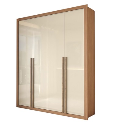 Guarda-Roupa Solteiro Severo 4 Portas 3 Gavetas Cinamomo/Off White - Panorama Móveis