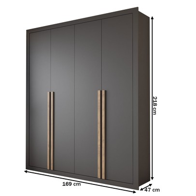 Guarda-Roupa Solteiro Severo 4 Portas 3 Gavetas Preto - Panorama Móveis