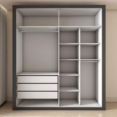 Guarda-Roupa Solteiro Severo 4 Portas 3 Gavetas Preto - Panorama Móveis