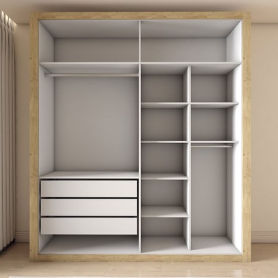 Guarda-Roupa Solteiro Severo 4 Portas 3 Gavetas com Espelho Capuccino/Terracota - Panorama Móveis