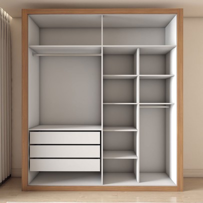 Guarda-Roupa Solteiro Severo 4 Portas 3 Gavetas com Espelho Cinamomo/Off White - Panorama Móveis