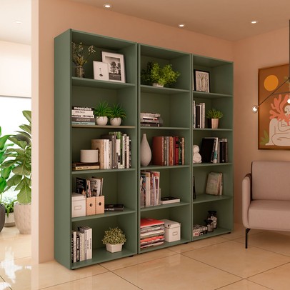 Estante para Livros Multy 12 Prateleiras Menta - Pnr Móveis