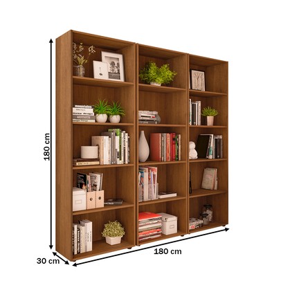 Estante para Livros Multy 12 Prateleiras Cinamomo - Pnr Móveis