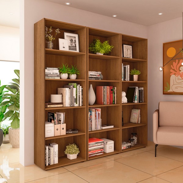 Estante para Livros Multy 12 Prateleiras Cinamomo - Pnr Móveis