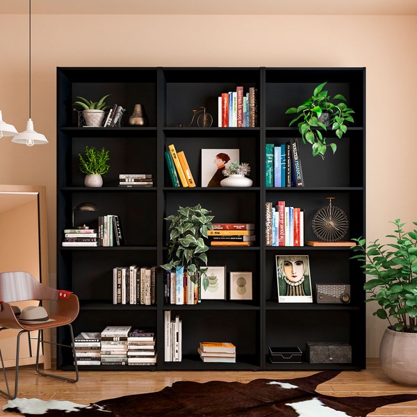Estante para Livros Multy 12 Prateleiras Preto - Pnr Móveis