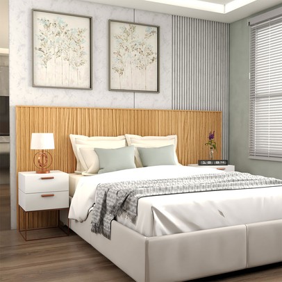 Cabeceira Casal Premium Ripado Nautre - Panorama Móveis