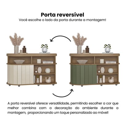 Balcão Buffet Magnum 1 Porta Flex Carvalho/Off White/Menta - Artely