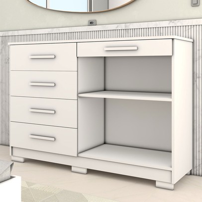 Cômoda Tailândia 2 Portas 5 Gavetas Branco - Panorama Móveis