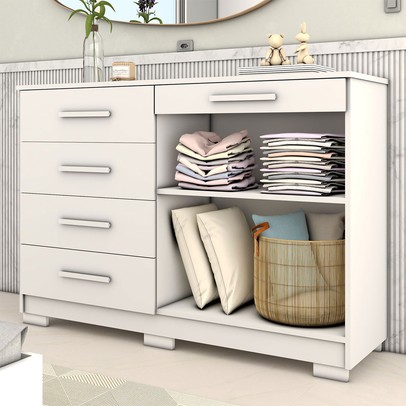 Cômoda Tailândia 2 Portas 5 Gavetas Branco - Panorama Móveis