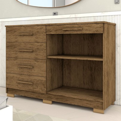 Cômoda Tailândia 2 Portas 5 Gavetas Imbuia Rústico - Panorama Móveis