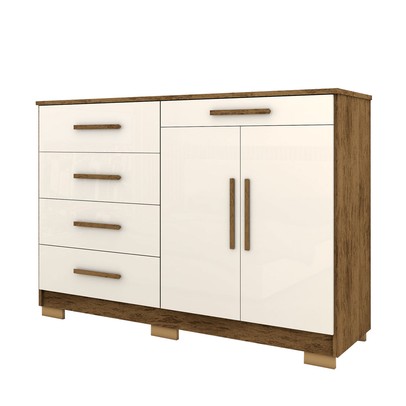 Cômoda Tailândia 2 Portas 5 Gavetas Imbuia/Champanhe - Panorama Móveis