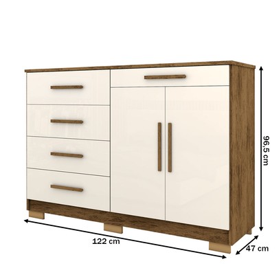 Cômoda Tailândia 2 Portas 5 Gavetas Imbuia/Champanhe - Panorama Móveis