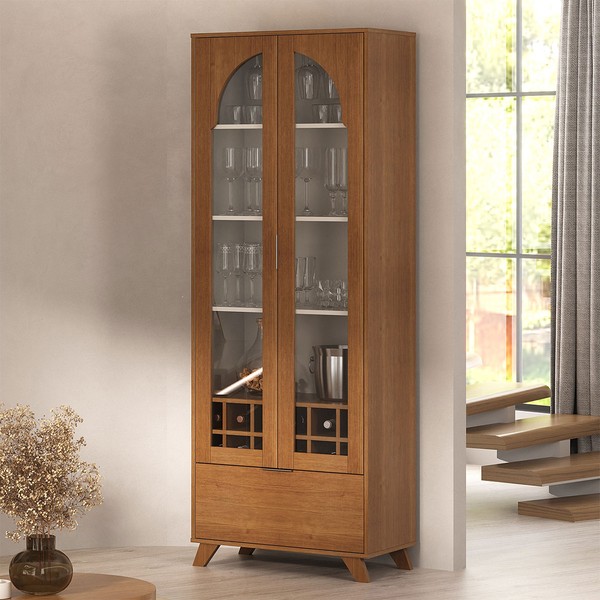 Cristaleira Murano 3 Portas com Vidro Cinamomo/Off White - Arley