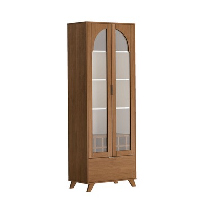 Cristaleira Murano 3 Portas com Vidro Cinamomo/Off White - Artely Móveis