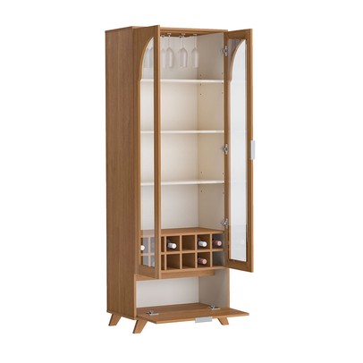 Cristaleira Murano 3 Portas com Vidro Cinamomo/Off White - Artely Móveis