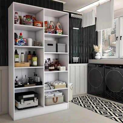 Armário Multiuso Armazém 4 Portas 8 Prateleiras Branco - Panorama Móveis