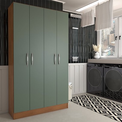 Armário Multiuso Armazém 4 Portas 8 Prateleiras Freijó/Oliva - Panorama Móveis