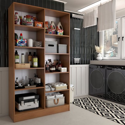 Armário Multiuso Armazém 4 Portas 8 Prateleiras Freijó/Oliva - Panorama Móveis