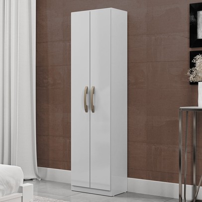 Armário Multiuso Elara 2 Portas 4 Prateleiras Branco Neve - Mx Móveis