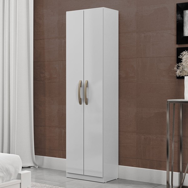 Armário Multiuso Elara 2 Portas 4 Prateleiras Branco Neve - Mx Móveis