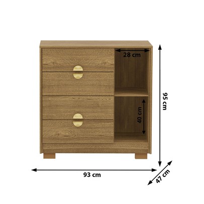 Cômoda Sapateira Santos 1 Porta 4 Gavetas Nature - Pnr Móveis