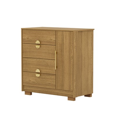Cômoda Sapateira Santos 1 Porta 4 Gavetas Nature - Pnr Móveis