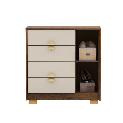 Cômoda Sapateira Santos 1 Porta 4 Gavetas Imbuia/Fendi - Pnr Móveis