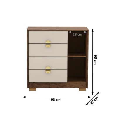 Cômoda Sapateira Santos 1 Porta 4 Gavetas Imbuia/Fendi - Pnr Móveis