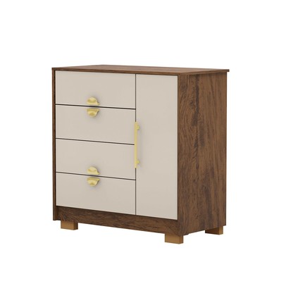 Cômoda Sapateira Santos 1 Porta 4 Gavetas Imbuia/Fendi - Pnr Móveis