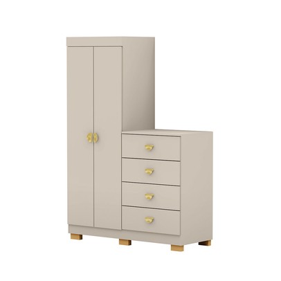 Cômoda Roupeiro Taywan 2 Portas 4 Gavetas Fendi - Pnr Móveis