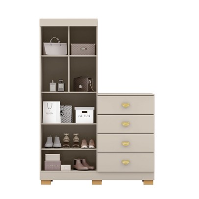 Cômoda Roupeiro Taywan 2 Portas 4 Gavetas Fendi - Pnr Móveis