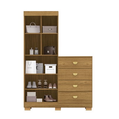 Cômoda Roupeiro Taywan 2 Portas 4 Gavetas Nature - Pnr Móveis