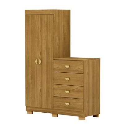 Cômoda Roupeiro Taywan 2 Portas 4 Gavetas Nature - Pnr Móveis