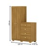 Cômoda Roupeiro Taywan 2 Portas 4 Gavetas Nature - Pnr Móveis