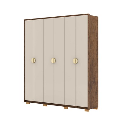 Guarda-Roupa Igaratá 6 Portas 4 Gavetas 100% Mdf Imbuia/Fendi - Pnr Móveis