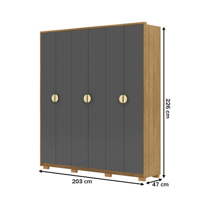 Guarda-Roupa Igaratá 6 Portas 4 Gavetas 100% Mdf Nature/Alasca - Pnr Móveis