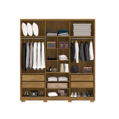 Guarda-Roupa Igaratá 6 Portas 4 Gavetas 100% Mdf Nature/Alasca - Pnr Móveis