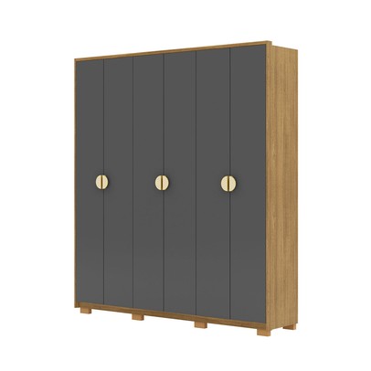 Guarda-Roupa Igaratá 6 Portas 4 Gavetas 100% Mdf Nature/Alasca - Pnr Móveis