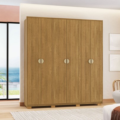 Guarda-Roupa Igaratá 6 Portas 4 Gavetas 100% Mdf Nature - Pnr Móveis