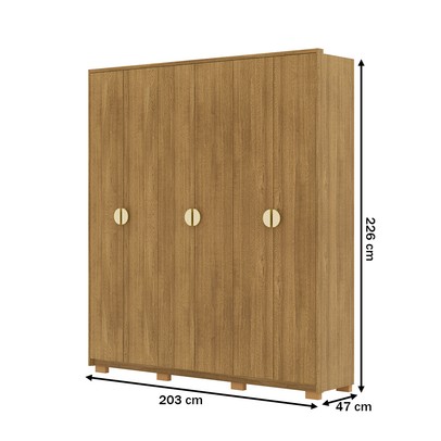 Guarda-Roupa Igaratá 6 Portas 4 Gavetas Nature - Pnr Móveis