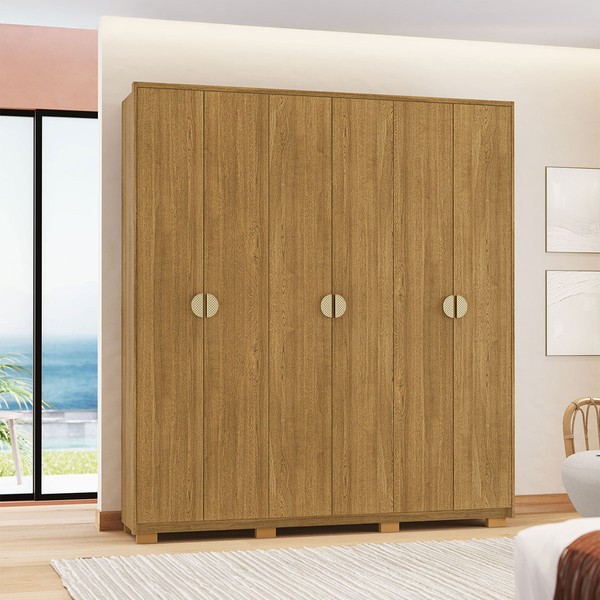 Guarda-Roupa Igaratá 6 Portas 4 Gavetas Nature - Pnr Móveis